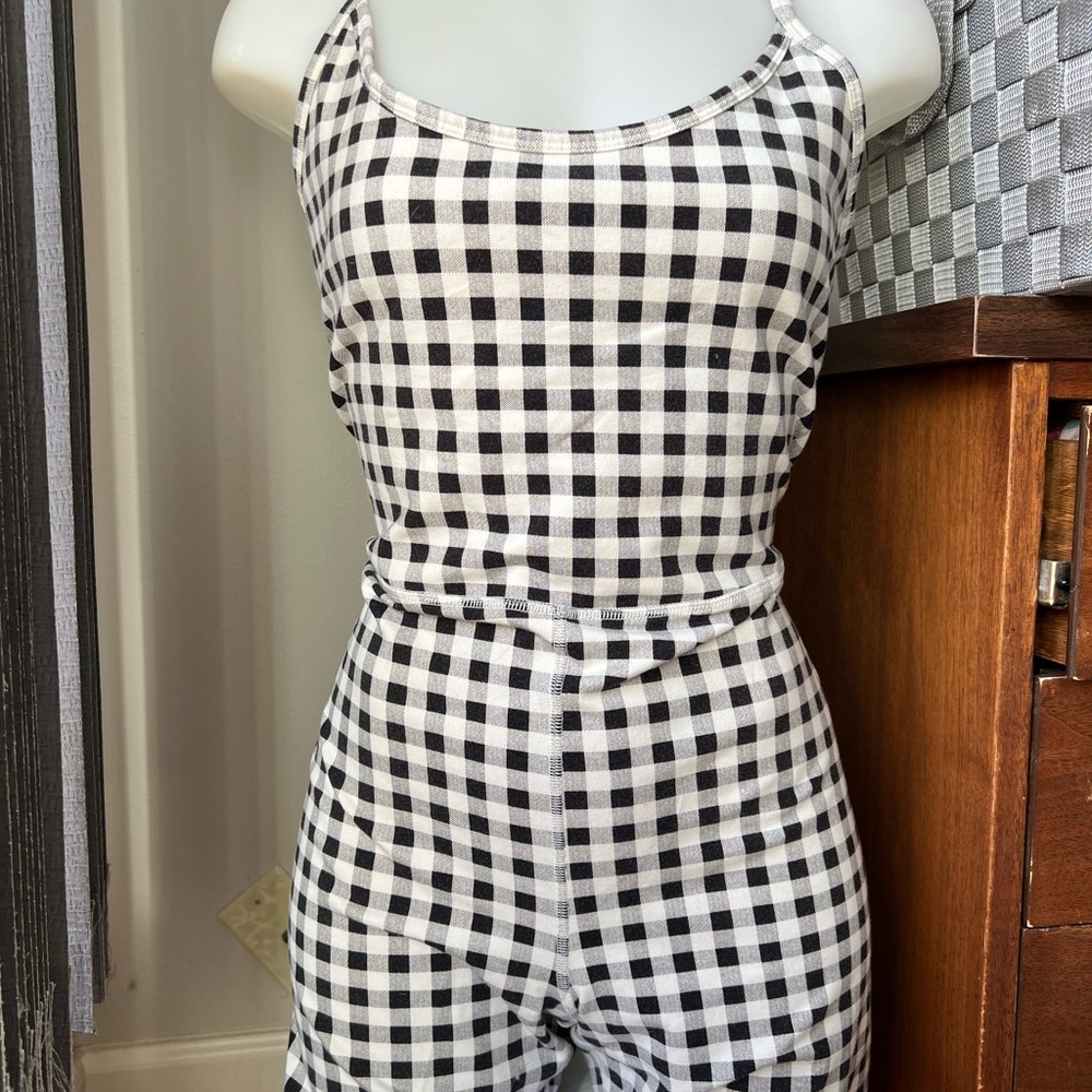 Gingham Print Activewear Romper